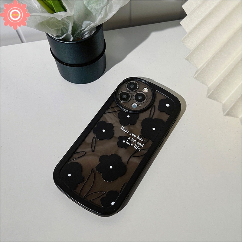 Casing Soft Case TPU Motif Bunga Hitam Untuk Redmi 10A / 10C / 9T / 9A / 10 / 9C / Note 11 / 10s / 10pro / 8 / 9pro / 9s