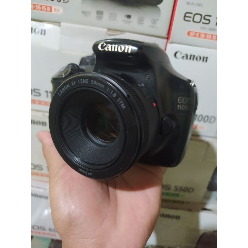 kamera canon eos dslr body 1100d + lensa fix 50 mm STM