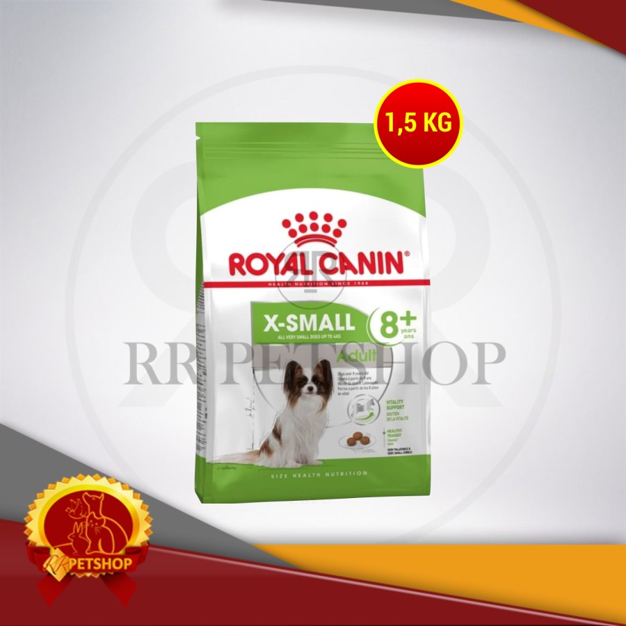 Makanan Anjing Royal Canin Xsmall Adult 8+ 1,5 Kg X-small dewasa 1,5kg