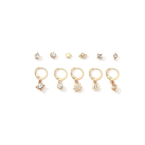 LRC Anting Set Fashion Golden Zircon Sun Star Mango Alloy Earring Set K01086