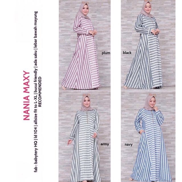 Nania Maxy Dress Babyterry Salur Garis