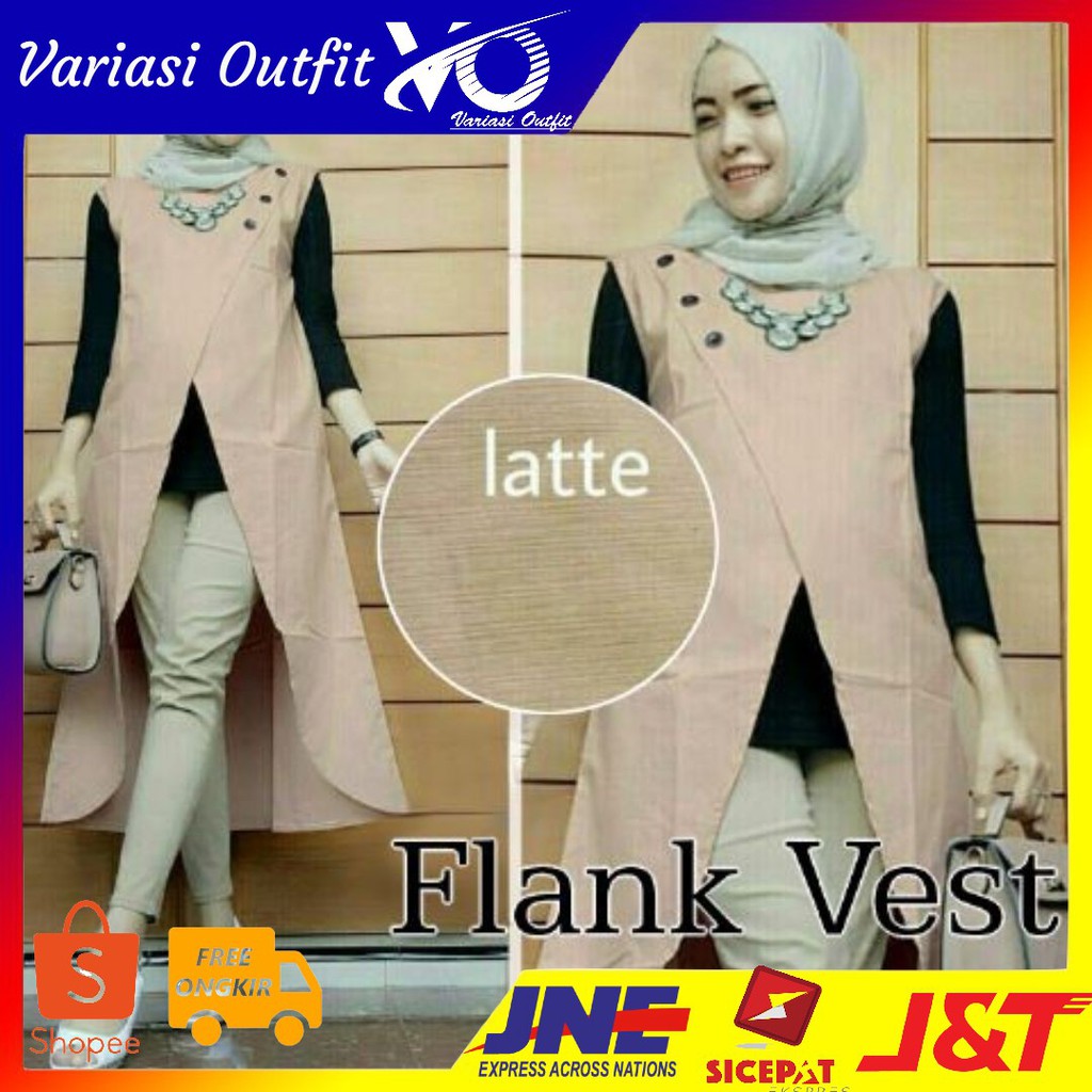 [flank vest SL] vest & rompi wanita katun cream