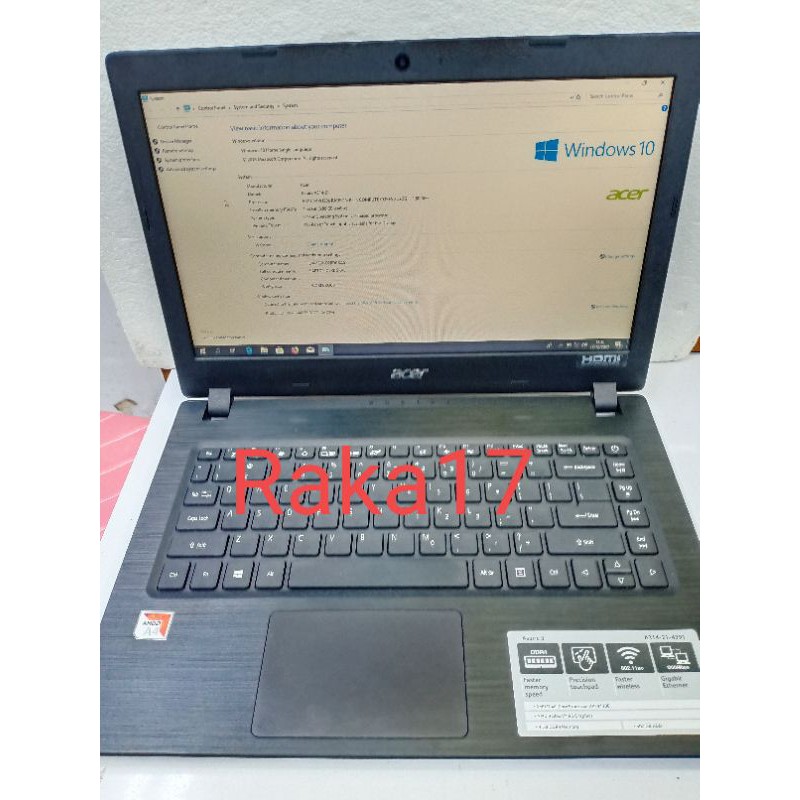 Leptop Acer  AMD A4 Ram 4GB HDD 500GB