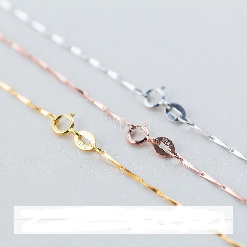 Rantai EMAS 925 Rantai perak murni Kalung Panjang Yang Berbeda Rantai Melon Emas 18 K Rose berlapis emas Perhiasan Wanita