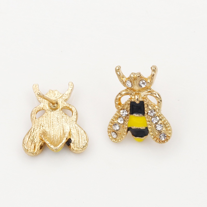 Korean version of ear jewelry fashion sweet temperament colorful glaze dripping oil diamond bee earrings rhinestone earrings