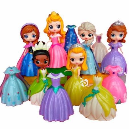 BANTING HARGA Princess Frozen Sofia Ganti Baju 6 Figure 12 Dress Mainan Topper FG484