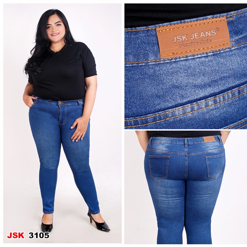 JSK JEANS - Softjeans Jumbo Celana Jeans Panjang Jumbo Bahan Lembut Jeans Wanita Size 31-42