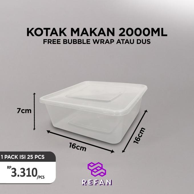 THINWALL 2000 ML SQUARE / FOOD CONTAINER PLASTIK
