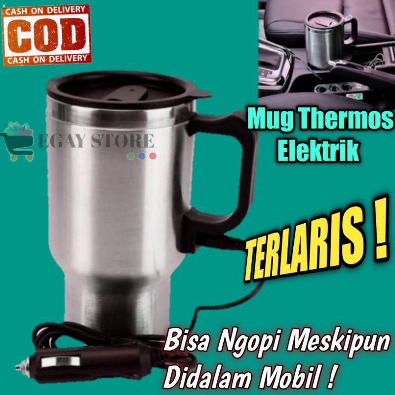 Gelas Mug Thermos Termos Elektrik Pemanas Air Mobil Heated Car Travel Stainless Steel Charge 450 ML