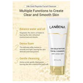 Lanbena 24k Gold Facial Cleanser -  Sabun Pembersih Wajah Peptida Emas 24k 100g