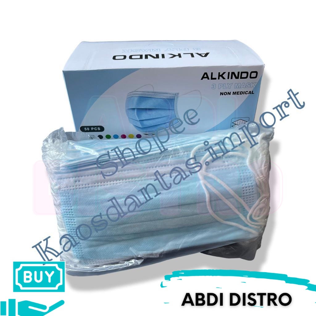 Masker 3ply ECER Earloop 3 ply disposable face mask - Hitam Biru disposable face mask