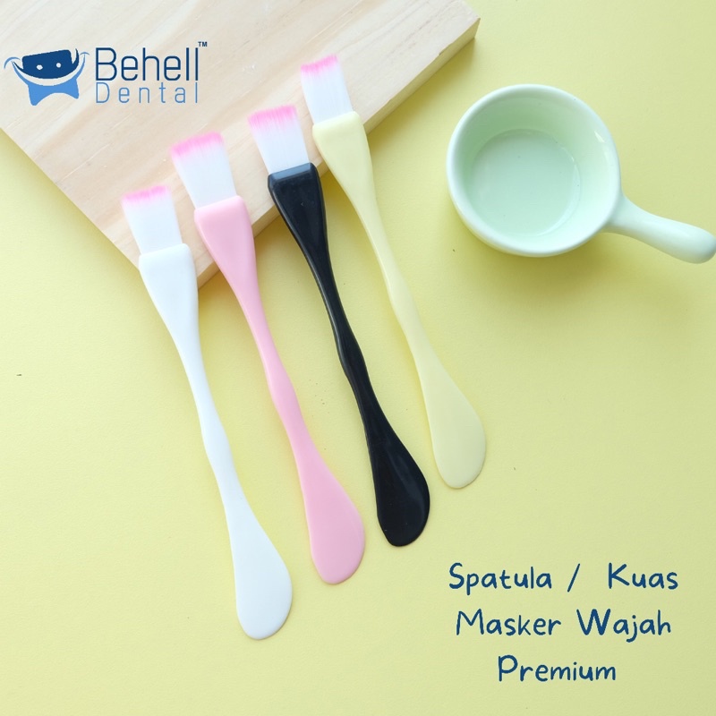 KUAS SPATULA MASKER WAJAH 2 in 1 - Brush Bulu Brushes Make Up Tools - Muka - Face Premium