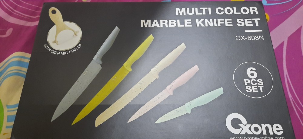 Pisau Set/knife Set Oxone Multi Color Marble Ox-608n/ox-605 Black Marble Knifeset/ox-609n Onyx Hitam