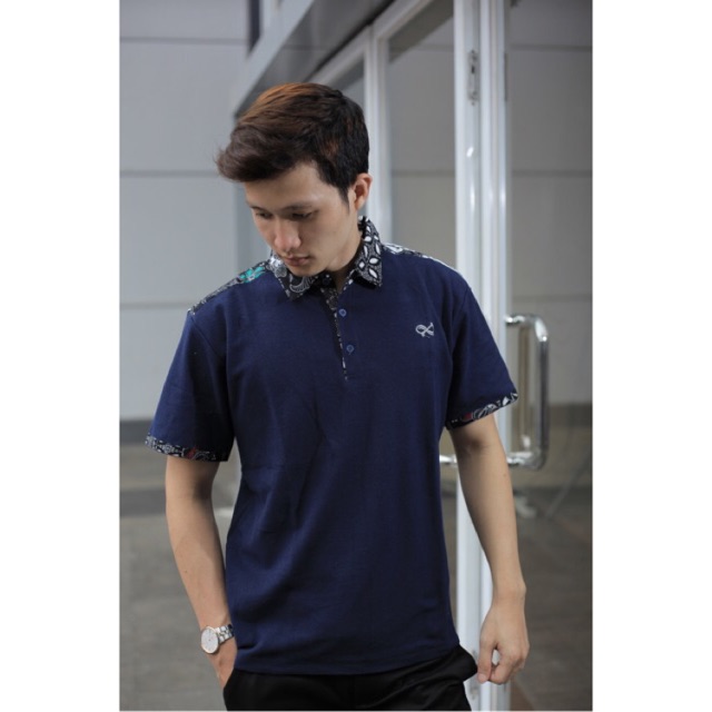 Loyal Kaos Polo Batik Navy Modern Pria M L XL XXL