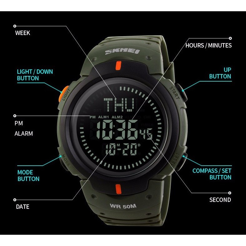 SKMEI Jam Tangan Digital Pria - DG1231CM hitam