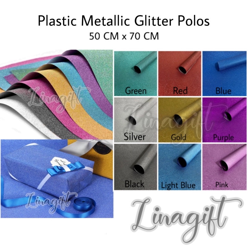 ( 3 Lembar ) PLASTIC METALLIC GLITTER POLOS - PLASTIK KADO / BICOLOR SILVER / BUNGKUS KADO / DOUBLE WRAPPING PREMIUM QUALITY / KERTAS BUNGA / PLASTIK GLITER HIASAN KADO LEBARAN SELAMAT IDUL FITRI EID MUBARAK HAPPY IDUL ADHA