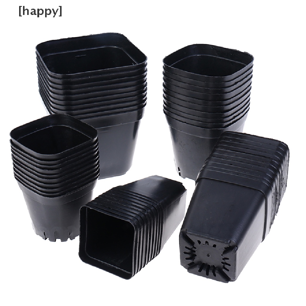 10 Pcs Pot Bunga Bahan Plastik Bentuk Persegi Kecil Warna Hitam Untuk Tanaman Sukulen