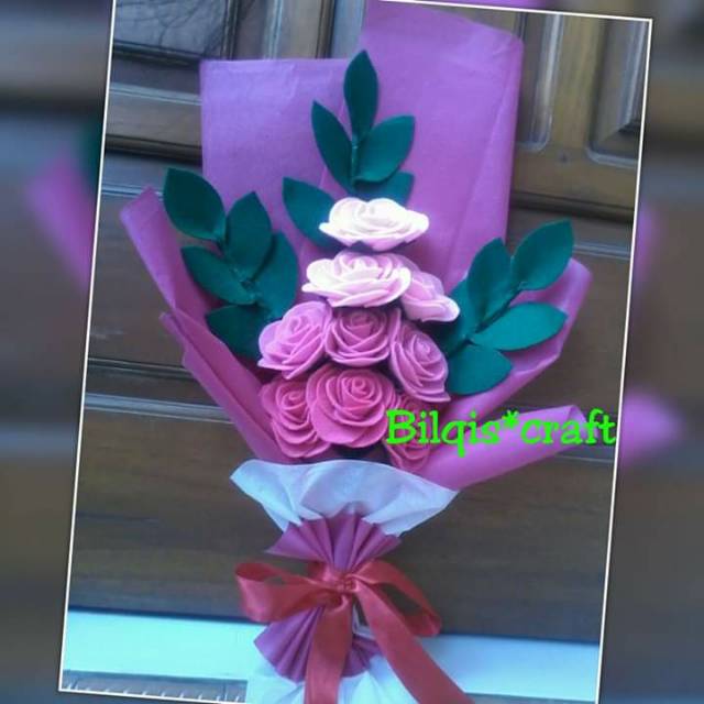 Buket bunga mawar flanel / buket flanel