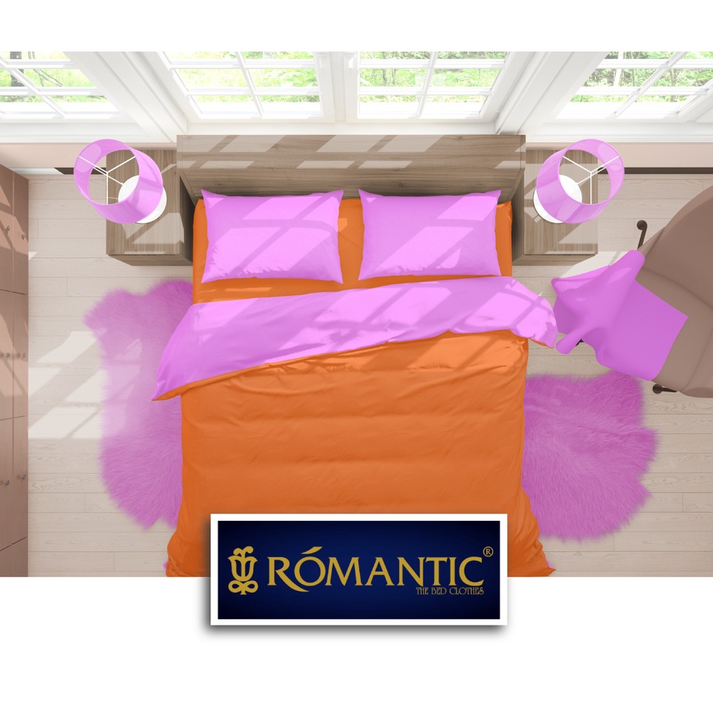 Two Tone Bedcover ROMANTIC Pink x Orange aesthetic Bandung