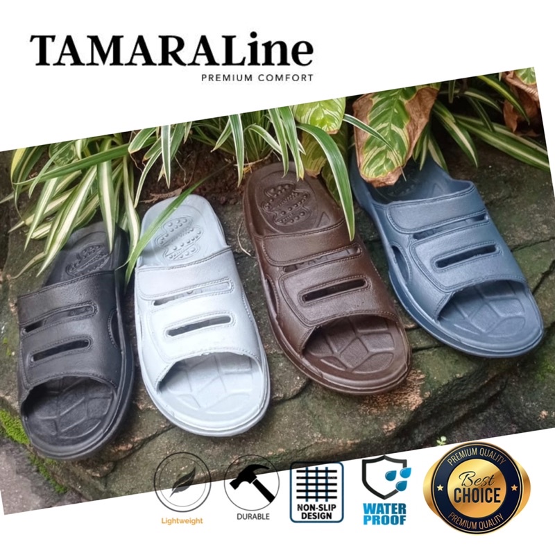 Sandal Selop Slide Slip on Karet Pria Dewasa / Remaja - TAMARALINE 82 / Bahan Premium Lentur Empuk Ringan Kuat Anti Slip Anti Air Model Sandal Casual Santai Rumah Hotel Outdoor Kamar Mandi Murah Original