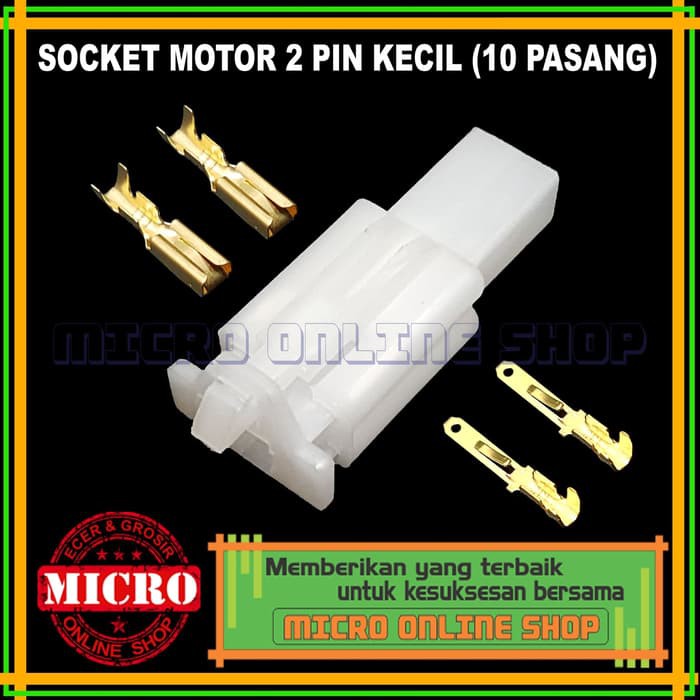 Socket 2 Pin Kecil Skun Soket Motor Konektor Kabel Motor isi 10
