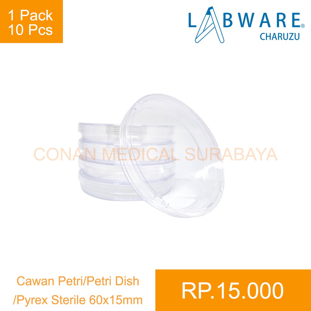 Cawan Petri/Petri Dish/Pyrex Sterile 60x15mm 1 Pack / 10pcs