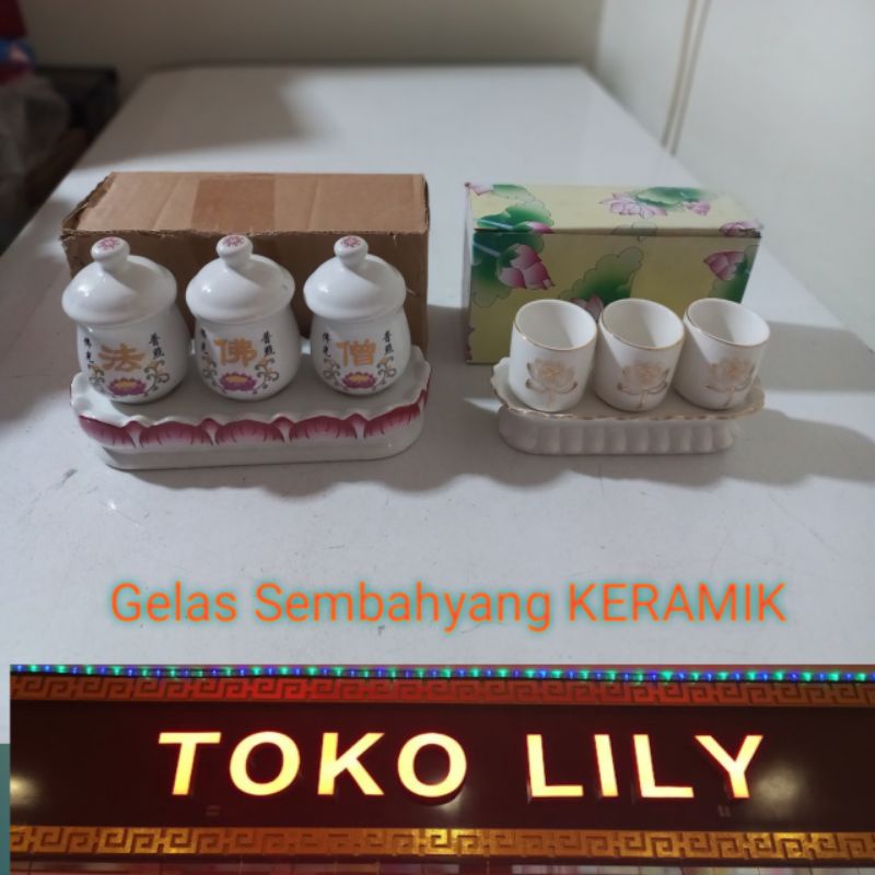 Gelas sembahyang set 3 / Gelas Sembahyang Keramik / Cangkir Sembahyang Keramik