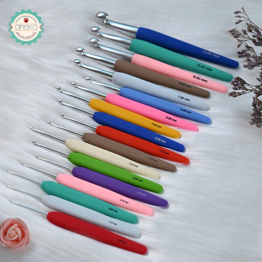 KnitPro - Hakpen (Alat / Jarum Rajut) Alumunium Waves Set Of Colorful Crochet Hooks ( Pack Of 9 Hooks )