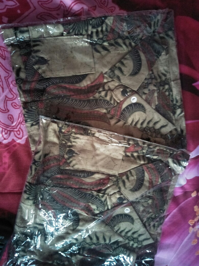 Kemeja Batik Pria Lengan Panjang Size M L Xl Xxl  Bswart Batik Hrb026 Kenongo Hem Panjang Padi