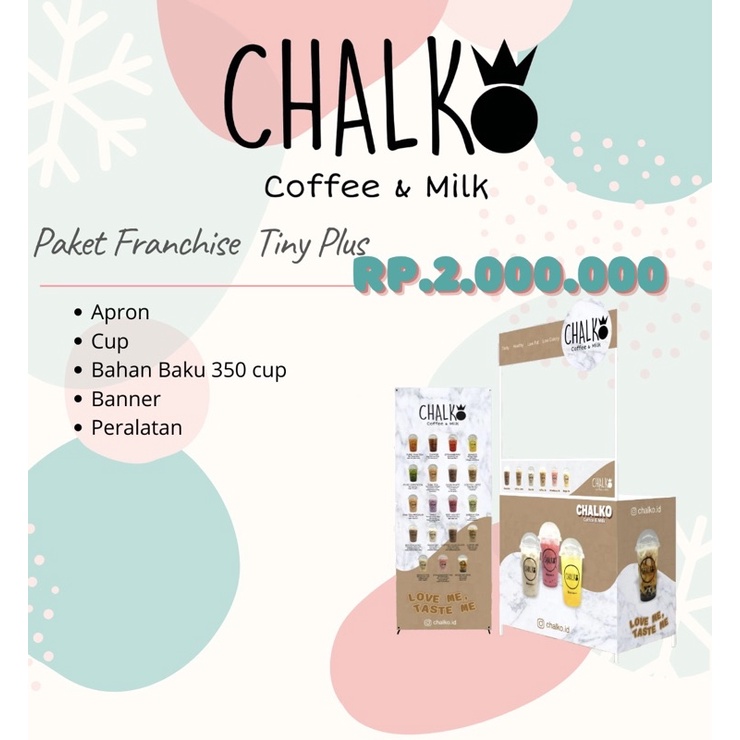 

PAKET FRANCHISE CHALKO TINY PLUS SIAP JUALAN