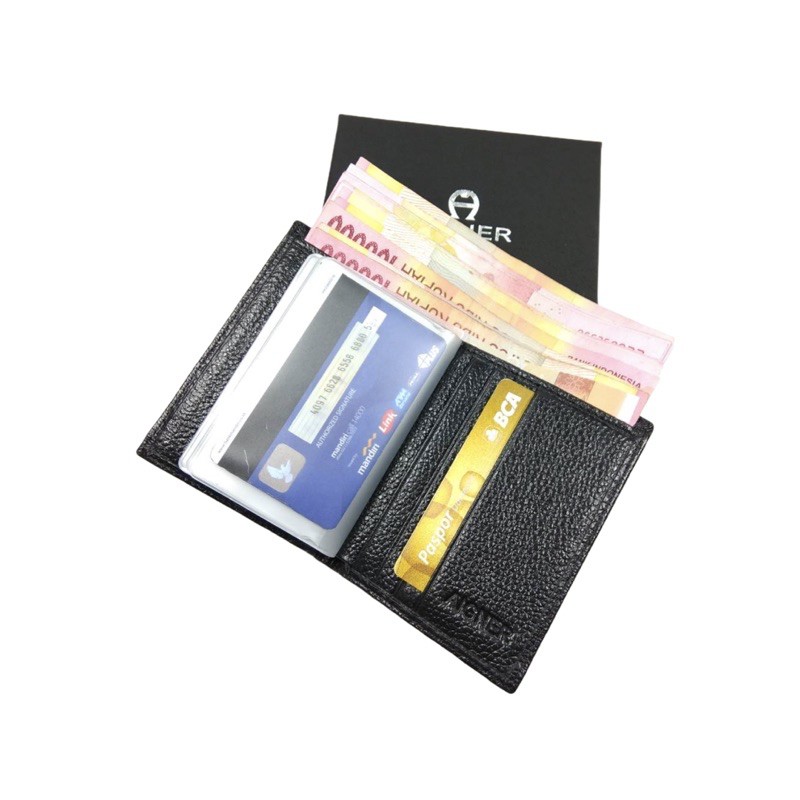 EKSKLUSIF Card Holder / Dompet Kartu dengan slot uang Kulit sapi Asli