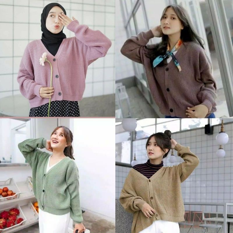 MALIKA CARDY OVERSIZE / Cardigan Rajut Oversize / Baju Rajut / Cardi Crop-1