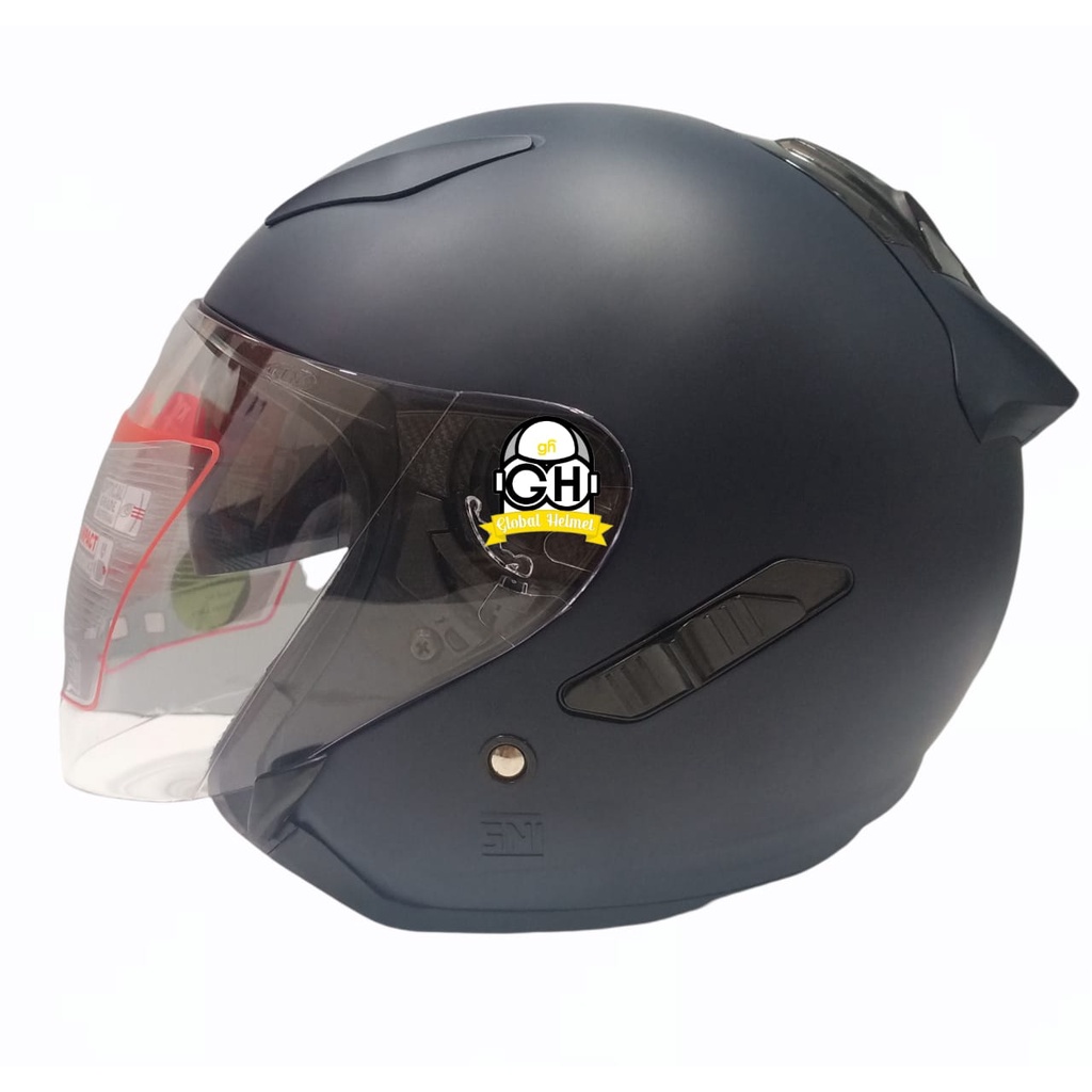 Helm Shell Rover Solid Blue Navy Doff Helm Shel Rover Solid Double Visor Original