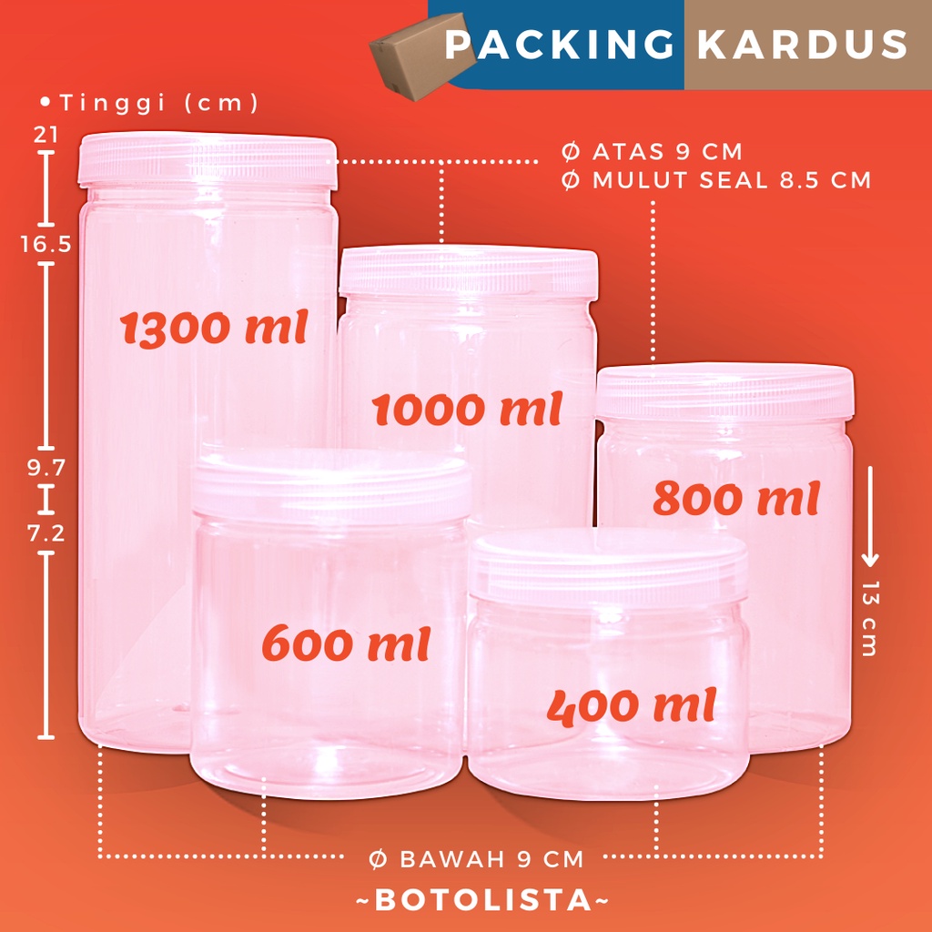 Toples Tabung Polos. Toples 300ml 400ml 600ml 800ml 1000ml 1300ml