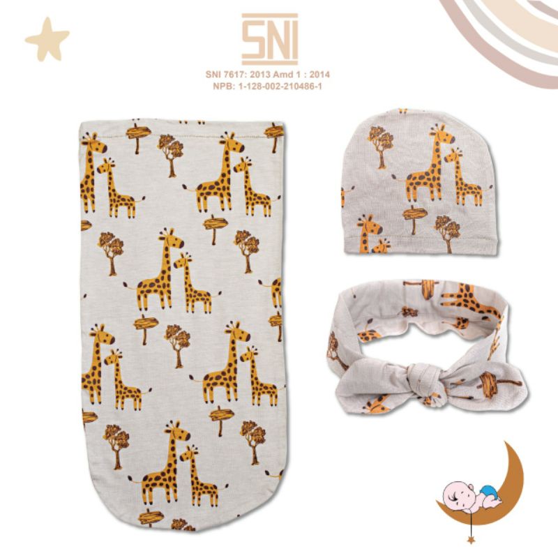 SNI Bedong Instan Cocoon Motif Dita Moons care || Bedong Bayi Instan Motif 1 Layers