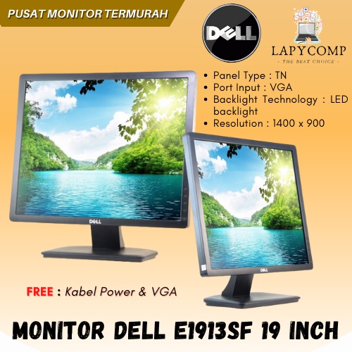 MONITOR LED DELL 19&quot; E1913SF VGA PORT 3 BULAN GARANSI MONITOR GAMING MONITOR DELL MURAH