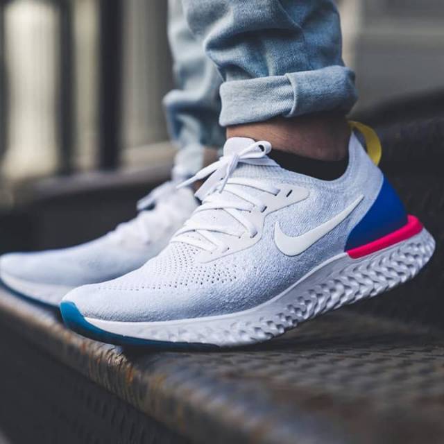 Sepatu Sneakers Nike Epic React Flyknit White Blue