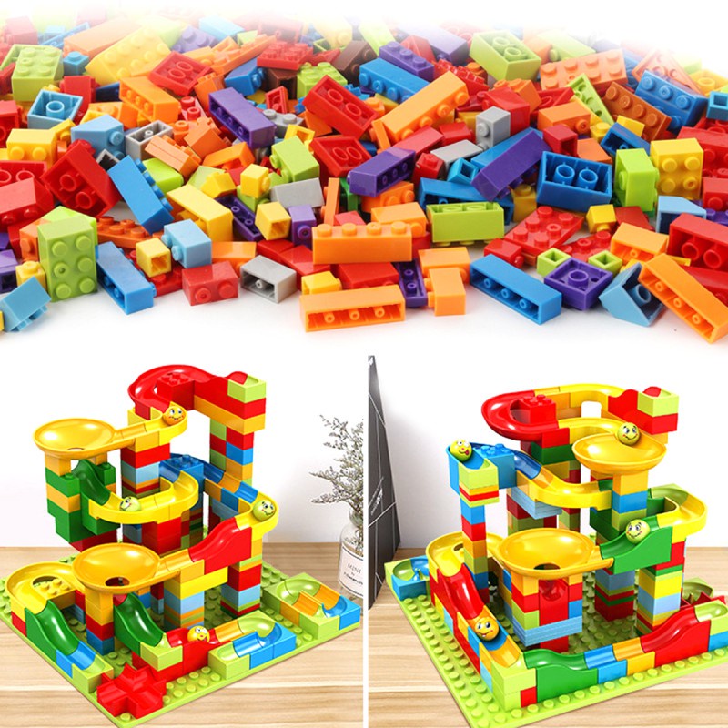 WE Marble Race Run 168pcs Bulding Blocks Balok Susun Track Slide Ball / Veriety Slide Blocks 168pcs