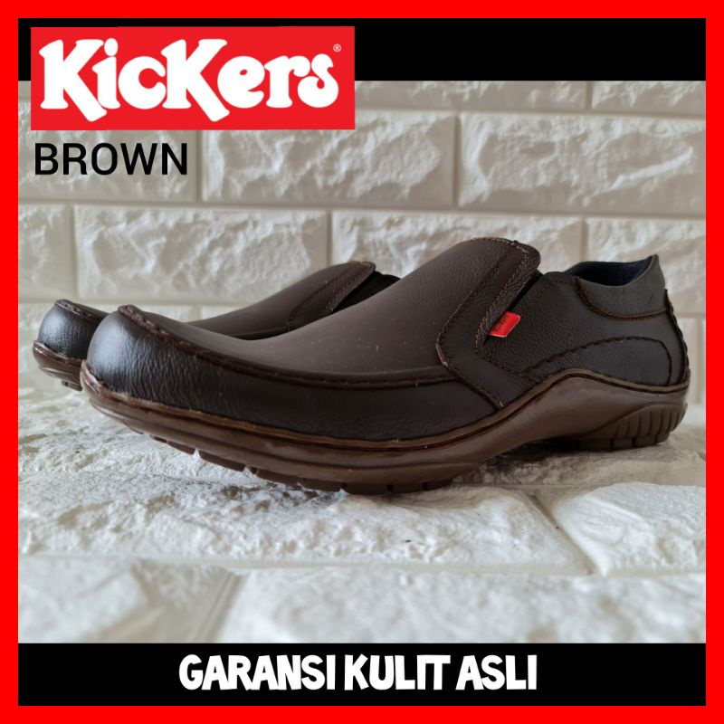 SEPATU PANTOPEL PRIA KICKERS SLIP ON KULIT ASLI / SEPATU KERJA PRIA FORMAL ASLI KULIT / SEPATU PANTOFEL COWOK RESMI BISNISMAN / SEPATU WEDDING PERNIKAHAN