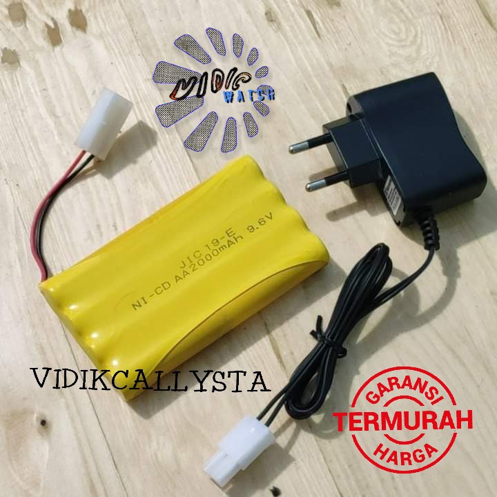 Paket Baterai NiCd RC AA 2000mAh 9.6V Model 2 Socket Putih isi 8 BATRE MOBIL REMOT RC ISI 8