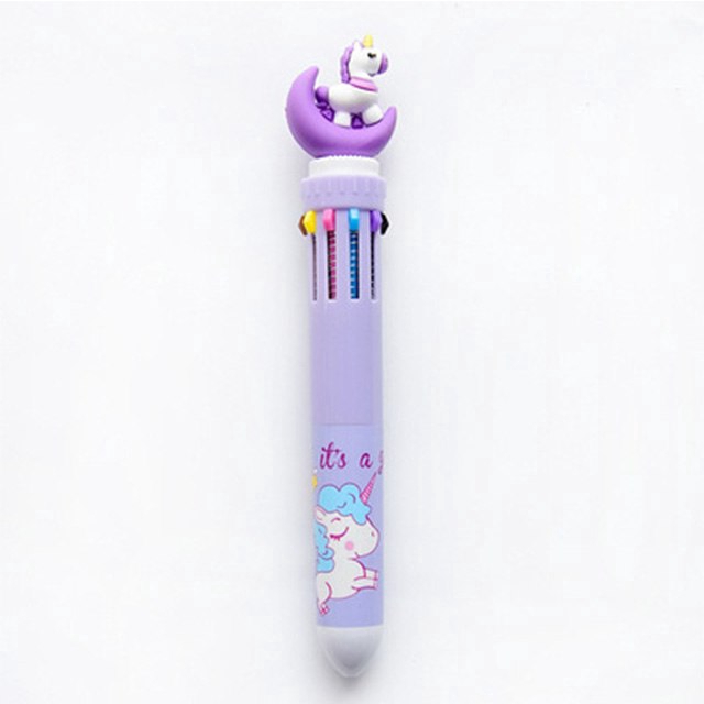 Pen Ballpoint Desain Kartun Moon Unicorn, 10 Warna