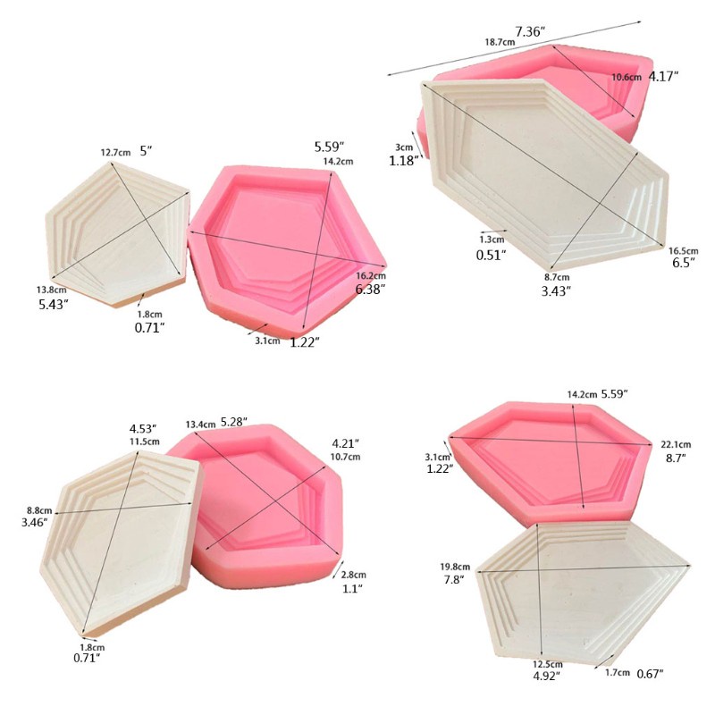 Glitter Irregular Silicone Resin Tray Molds Hexagon Coaster Tray Plate Resin Molds Tools