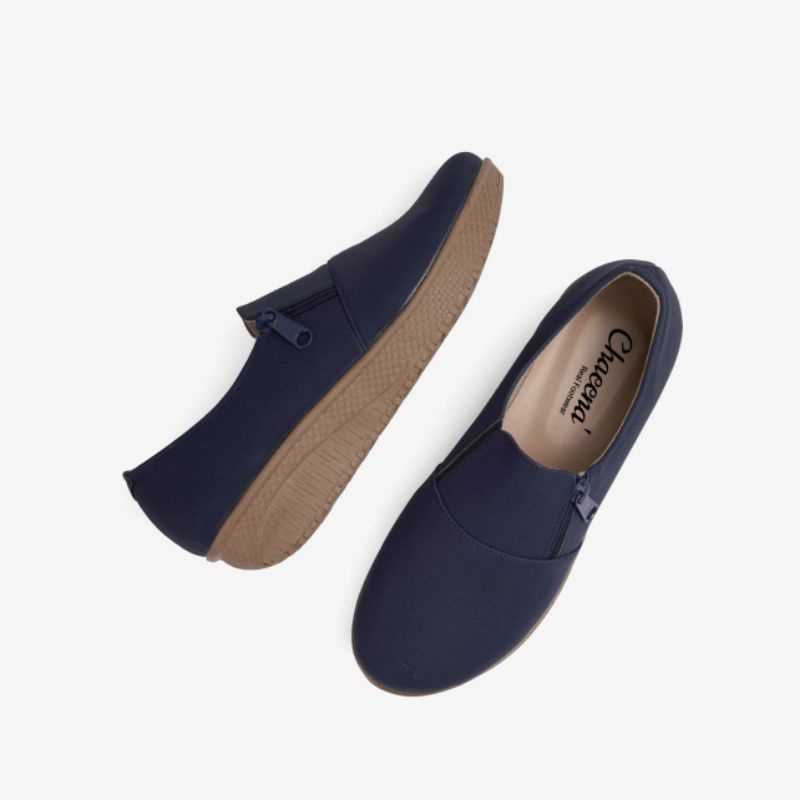 Sepatu  Wanita Aqila Terbaru slip on Brand Chaeena' 016 navy Sepatu kasual Terlaris