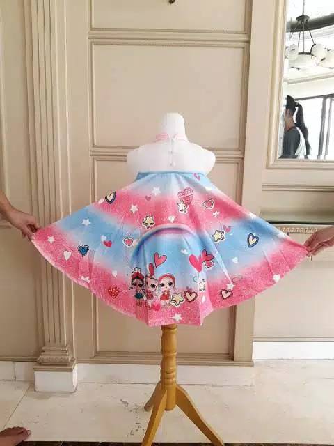 81092 LOL RIBBON MUSIC RED BLUE PINK / GAUN PESTA ANAK PEREMPUAN / DRESS LOL IMPORT KOREA MURAH LUCU