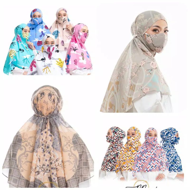 HIJAB FATIMAH BERGO INSTAN MOTIF JILBAB MASKER BAHAN KATUN