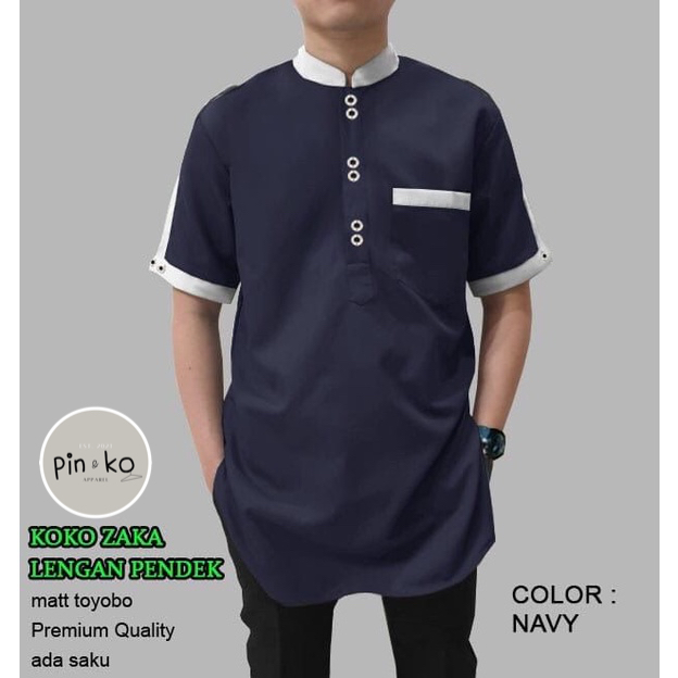 PIK - Koko Kurta Zaka Lengan Pendek S, M, L, XL, XXL, 3XL/ Baju Muslim Pria/ Baju Koko Pria Jumbo