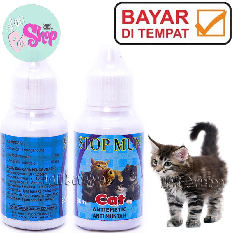 OBAT MUNTAH ANAK KUCING KITTEN SAKIT MUAL MABOK STRESS DEMAM KUCING STOP MUN 30ml