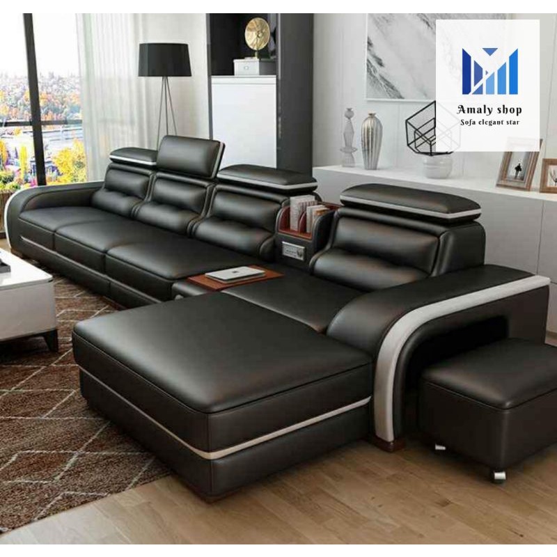 Sofa Kulit letter L sudut Minimalis kualitas Premium Modern Sofa Model Terbaru 2021 Kursi Tamu Mewah