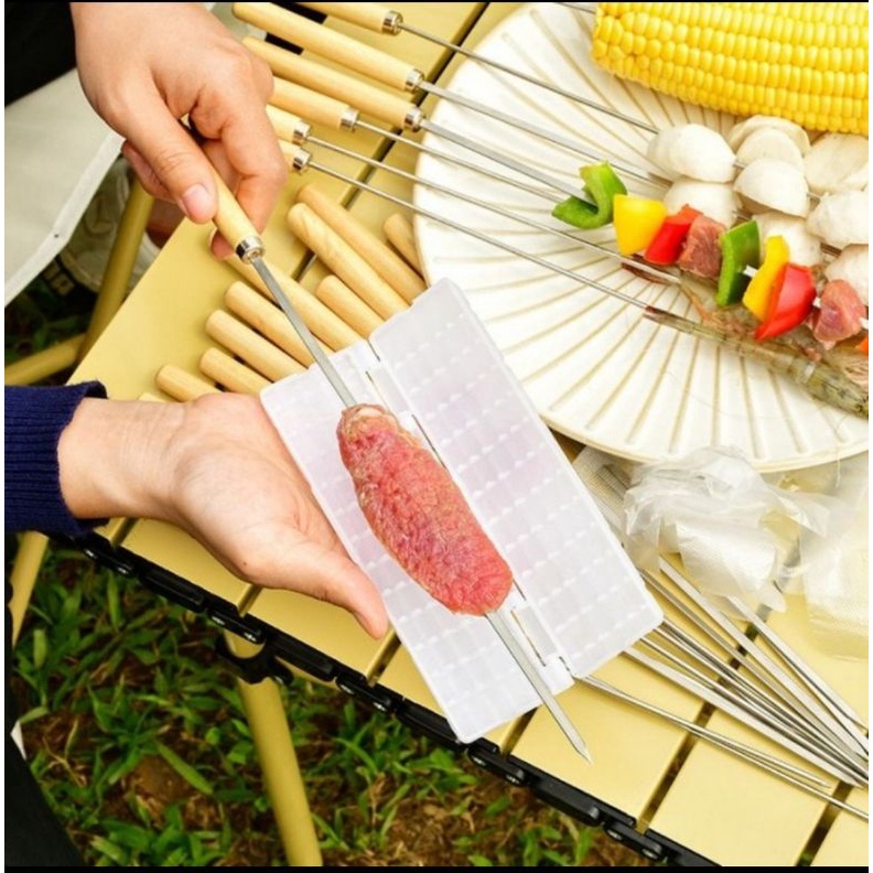 COD SM88 tusuk sate GAGANG STAINLESS BBQ TUSUK SATE STENLESS ALAT TUSUK SATE BBQ SKEWER BBQ