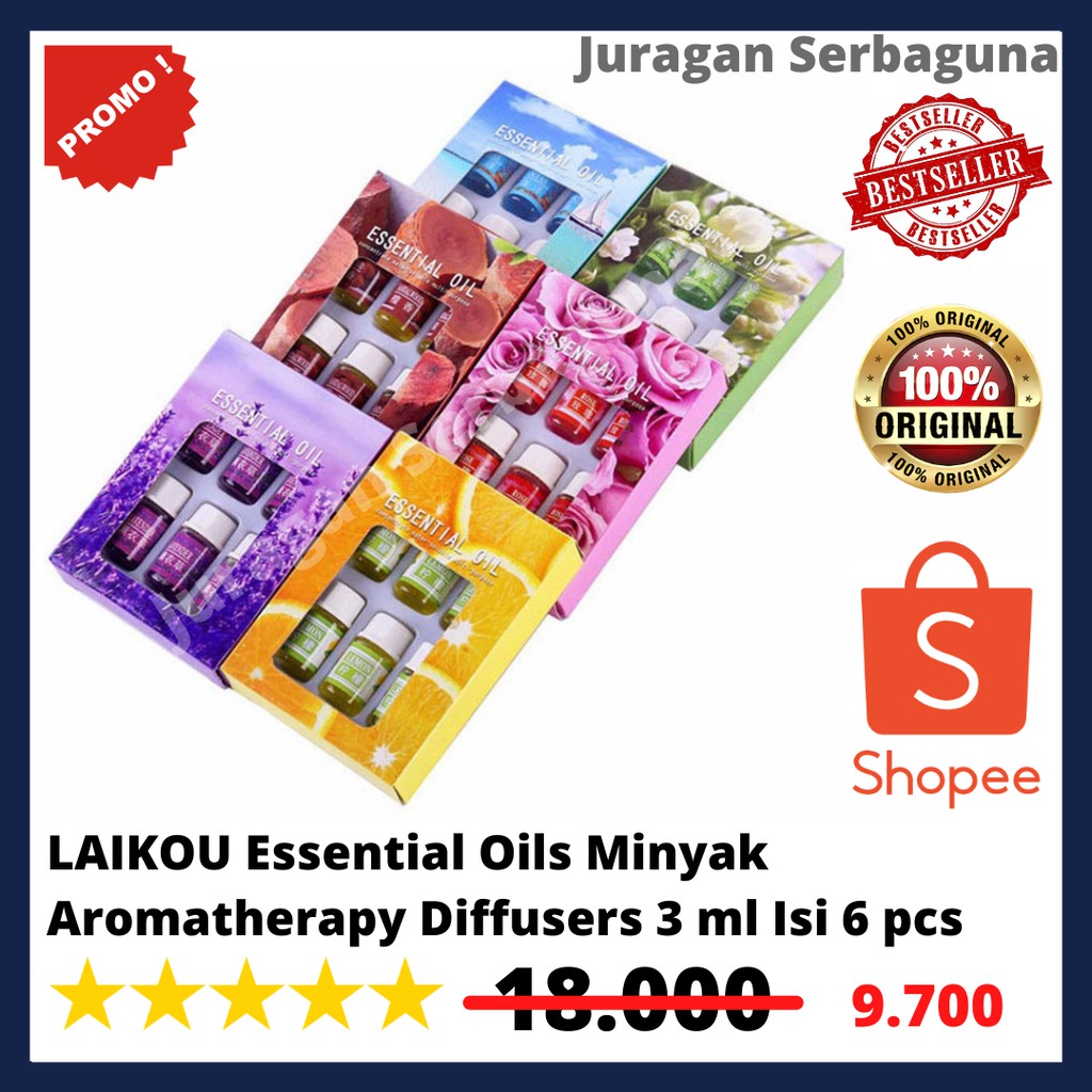 LAIKOU Essential Oils Minyak Aromatherapy Diffusers 3 ml Isi 6 pcs